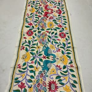 All over Nakshi Kantha Embroidery Tassor Stole: Buy online from Lajime.com